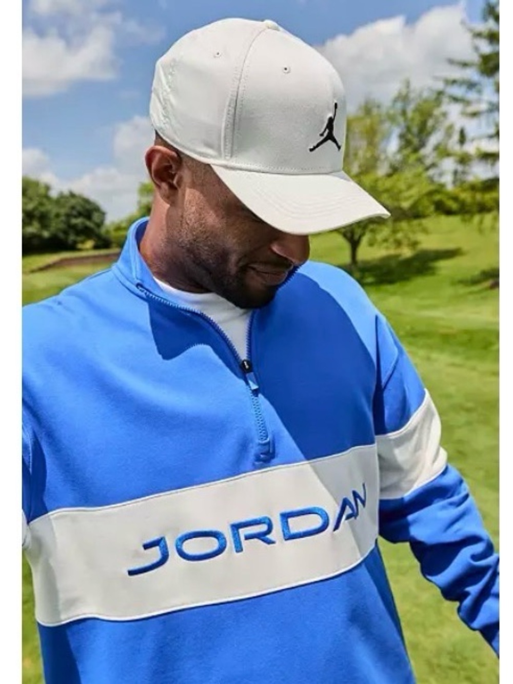 Nike Dri-fit Jordan Blue & White Zip-Front Sweatshirt - Picture 10 of 10